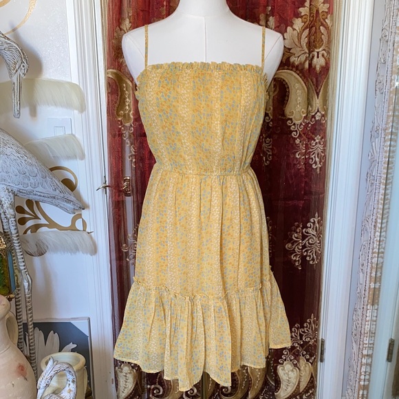 Japna Dresses & Skirts - Japna Yellow Floral Mini Dress